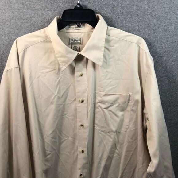 L.L. Bean Tan men long sleeve button down shirt size XL - Picture 2 of 10